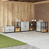 WEMYUFURN Küchenlagerregal Silber Modularer Stauraum Schrank mit hitzebeständigem...