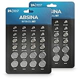 ABSINA 48er Pack Alkaline & Lithium Knopfzellen - 4X AG1 / 4X AG3 / 8X AG4 / 8X AG10 / 8X...
