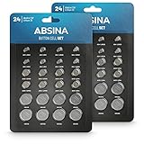 ABSINA 48er Pack Alkaline & Lithium Knopfzellen - 4X AG1 / 4X AG3 / 8X AG4 / 8X AG10 / 8X...
