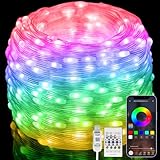 20M RGBIC Lichterkette Außen, Bunt Farbwechsel Lichtschlauch, Fernbedienung & App...