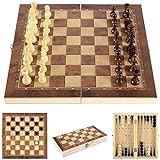 Sunshine smile Schachspiel aus Holz,3 in 1,Tragbare Holz Schachbrett,Chess Board Set...