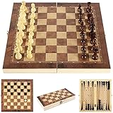 Schach Backgammon,3 in 1,Schachbrett 29x29,Schachspiel Holz...