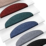 casa pura Textilfaser Stufenmatten für Innen - 15 Stück Selbstklebender Treppenschutz,...