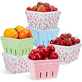 6 Stück künstliche Keramik-Beerenkörbe, 9.9x7.9 cm, Bauernhaus-Obstschale mit Löchern,...