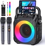 Wowstar Karaoke Maschine mit 2 Mikrofone, Tragbaren Bluetooth Lautsprecher Box für...