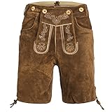 Mufimex Herren Trachten Lederhose Trachtenlederhose Trachtenhose Kurz Hellbraun...