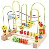Jacootoys Motorikschleife aus Holz Roller Coaster Holzspielzeug Beweglich Lernspiel Bead...