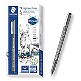 STAEDTLER schwarze pigment liner in unterschiedlichen Linienbreiten + 3 bunte liner...