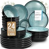 Steingut Geschirrset 6 Personen Ibiza 24 tlg. TESTSIEGER, Traumhaftes Mediterranes...