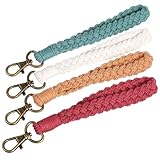 HEMOTON 4 Stück Makramee Schlüsselanhänger mit Karabinerhaken Handgefertigte Boho...