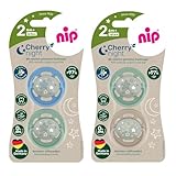 NIP Cherry Rundsauger Schnuller NIGHT Gr.2, ab 6+ Monate, Black night & Milky...