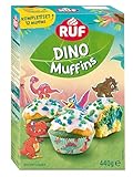 RUF Dino Muffins Komplettset Backmischung für dreifarbige Muffins mit Zuckerglasur,...