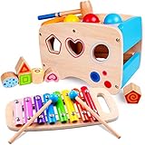 Rolimate Xylophon und Hammerspiel Spielzeug ab 1 Jahr, 3 in 1 Montessori Pädagogisches...