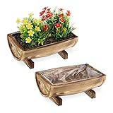 Relaxdays Blumenkasten Holz, 2er Set Pflanzkasten, HBT: 12,5 x 29,5 x 20 cm,...