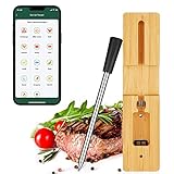 Grillthermometer Kabellos Fleischthermometer Funk Bratenthermometer über iOS Android mit...