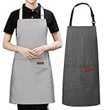 Schürze zum Kochen, Taillenbindung, Kleidung, Kochschürzen mit 2 Taschen, zum Backen,...