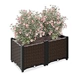 Relaxdays Pflanzkübel, Rattan-Optik, HBT: 38x80x40 cm, Garten, Balkon & Terrasse,...