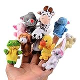 CHSYOO 10 x Klein Tierfiguren Fingerpuppe Samt Handpuppe, Plüschfigur Spielzeug Props...