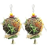Wonninek 2er Pack Vogel Kauspielzeug Natürlicher Rattan Ball Kommen mit Papierstreifen...