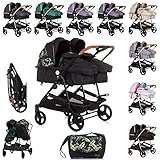 Chipolino Geschwisterkinderwagen Duo Smart klappbar umbaubar verstellbar Fußsack,...