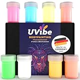 Bodypainting Farben - 8x Coole UV Farbe Körperfarbe MADE IN GERMANY - Schwarzlicht Farbe,...
