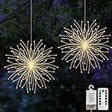 Jsdoin 2 Stück Feuerwerk Lichterkette, 200 LED Weihnachtslicht Starburst,...