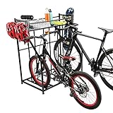 HOMOPIV Fahrradständer mit Stauraum, Fahrradhalter für 3 Fahrräder, Aufstellständer...