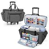 CURMIO Nähmaschinentasche mit Abnehmbarem Trolley, Rollende Stickmaschine Tasche mit...