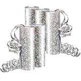 Luftschlangen Metallic Silber, Party Deko - 5 Rollen mit 18 Glitzernden Luftschlangen für...