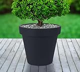 Spetebo XXL Blumenkübel aus Kunststoff in anthrazit - 58 cm - Pflanzkübel für Außen...