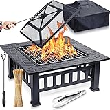 FUNKENFLUG® Feuerschale mit Funkenschutz & Grillrost - für wohlige Wärme & wundervoll...