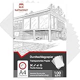 Raimarket Transparentpapier A4 (8'x11') 100 Blätter Premium Pauspapier &...