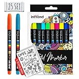 int!rend Textilmarker 25er Set I 20 Bunte, waschmaschinenfeste Stoffmalstifte +...