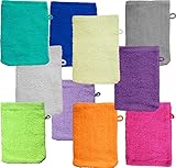 KH-Haushaltshandel Waschhandschuh Frottier, 10 Stück (5x2versch.Farben Sortiert), ca....