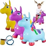MalPlay Einhorn Hüpfpferd Gummi Hüpfpftier + Pumpe Hopser Hüpfpony Spielzeug Kinder ab...