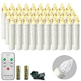 AufuN 30x LED Weihnachtsbaumkerzen Kabellos Warmweiß mit Fernbedienung, Flackern Dimmbar,...