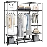 Hzuaneri Kleiderschrank, tragbarer Kleiderschrank für das Schlafzimmer, 3 Kleiderstangen...