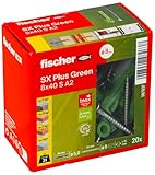 fischer Spreizdübel SX Plus Green 8 x 40 S mit Edelstahlschraube A2, nachhaltige Dübel...