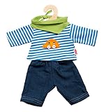 Heless 2315 - Bekleidungs-Set für Puppen, 3 teilig mit Jeans, Streifenshirt und...