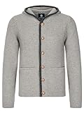 Almbock Herren Strickjacke mit Kapuze, grau, Größe L