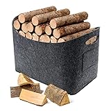 Filztasche Kaminholz, Milduall Extra Große Filzkorb mit Griff 63L Holzkorb...