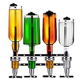 Bar-Butler zur Wand-Montage, 4-Fach Flaschen-Halter mit 4cl-Dosierer...