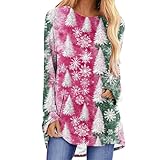 NSICBMNO Weihnachts-T-Shirt für Damen – lustig, übergroß, Weihnachtsbaum,...