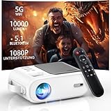 Beamer, XIWBSY 10000 Lumen Mini Beamer 1080P Unterstützt, 5G WiFi LED Heimkino...