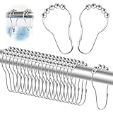 24 Stück Duschvorhang Haken, Duschringe Duschvorhangringe Haken, Aufhängeringe mit...
