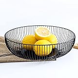 DMAR Obstschale Schwarz Matt, 28x8cm Große Obstkorb Schwarzem, Metall, Rund, Modern,...
