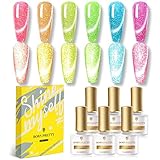 BORN PRETTY UV Nagellack Neon Cat Magnetisch Eye Glitzer, Reflektierender Glitzer Shellac...