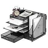 Schreibtisch Organizer mit Aktenhalter, 5 Tier Briefablage Ablagefächer mit Schublade &...