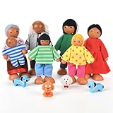 Aolso Puppenhaus Puppen, 11 Stück Puppenhaus Puppenfamilie aus Holz, Figuren Puppen...