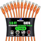 Maximm Cat 6 Ethernet-Kabel 0,5m (12er-Pack) - Hochgeschwindigkeits LAN Kabel,...